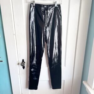 Tiger Mist Black Faux Patent Leather Leggings NWOT Going Out Statement Size XS